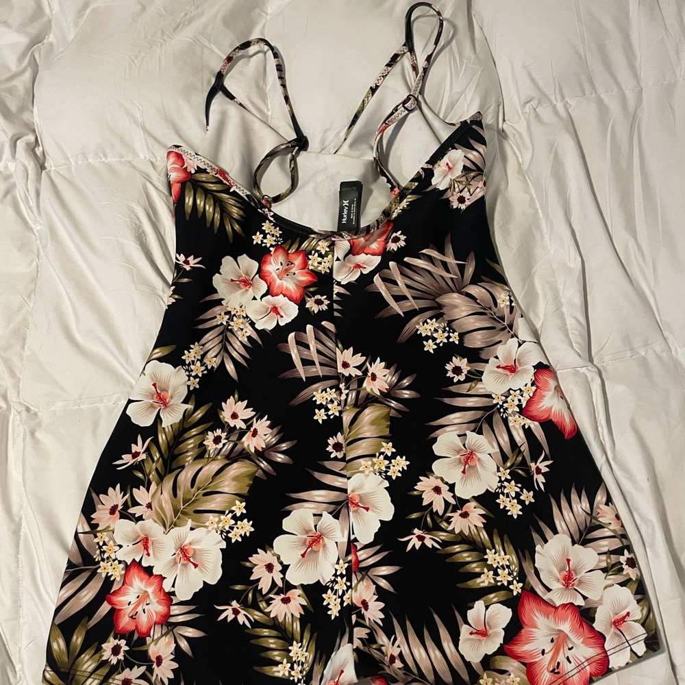 Bodysuit/Swim suit Floral Black Romper - Picture 3 of 5